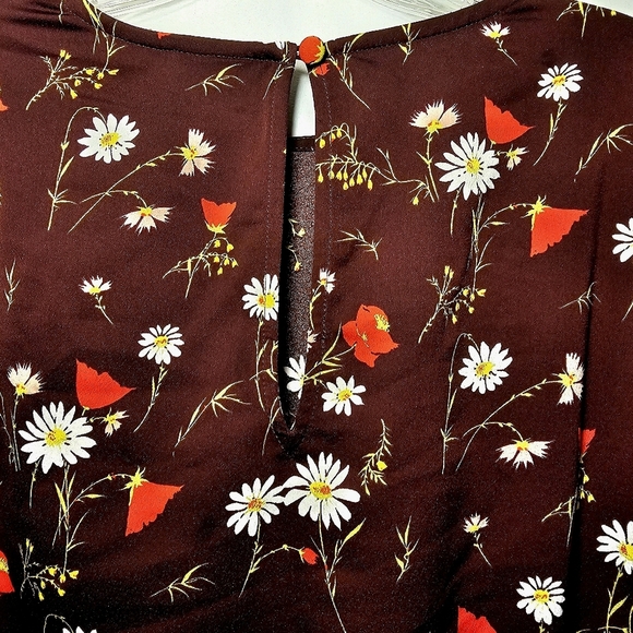 NWT Levi's Womens Brown Floral Polyester Long Sleeve Blouson Top Blouse Small - Picture 7 of 12